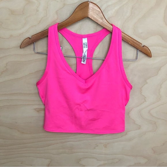 Victoria Secret Crop Tank Top Pink Cut Out Workout Stretch Women’s Medium - Picture 1 of 9